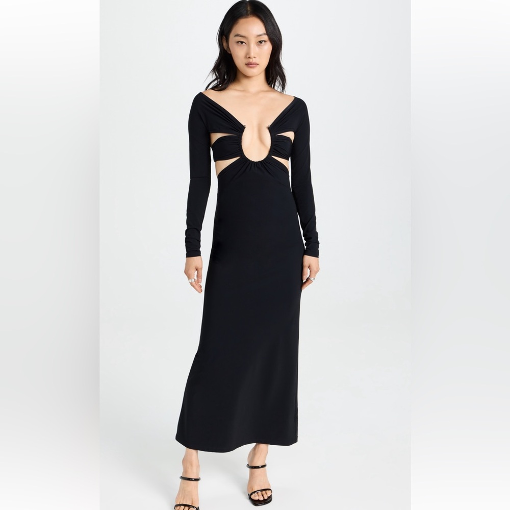 Christopher Esber Odessa Ruched Prong Detach Sleeve Dress, XS, Black, WITH TAGS